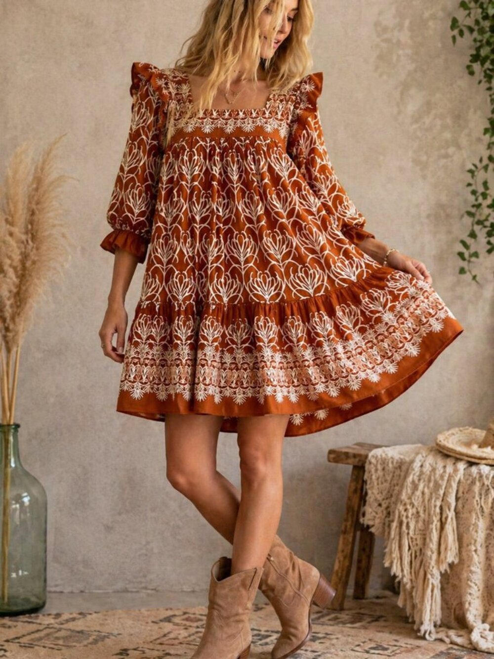 NWT Happy x Nature Floral Boho Babydoll Mini Dress – XXS (Fits XS/S)